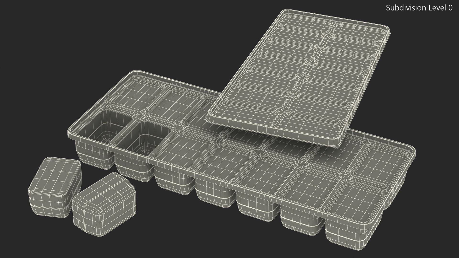 3D model Ice Cube Mold filled with Ice Green