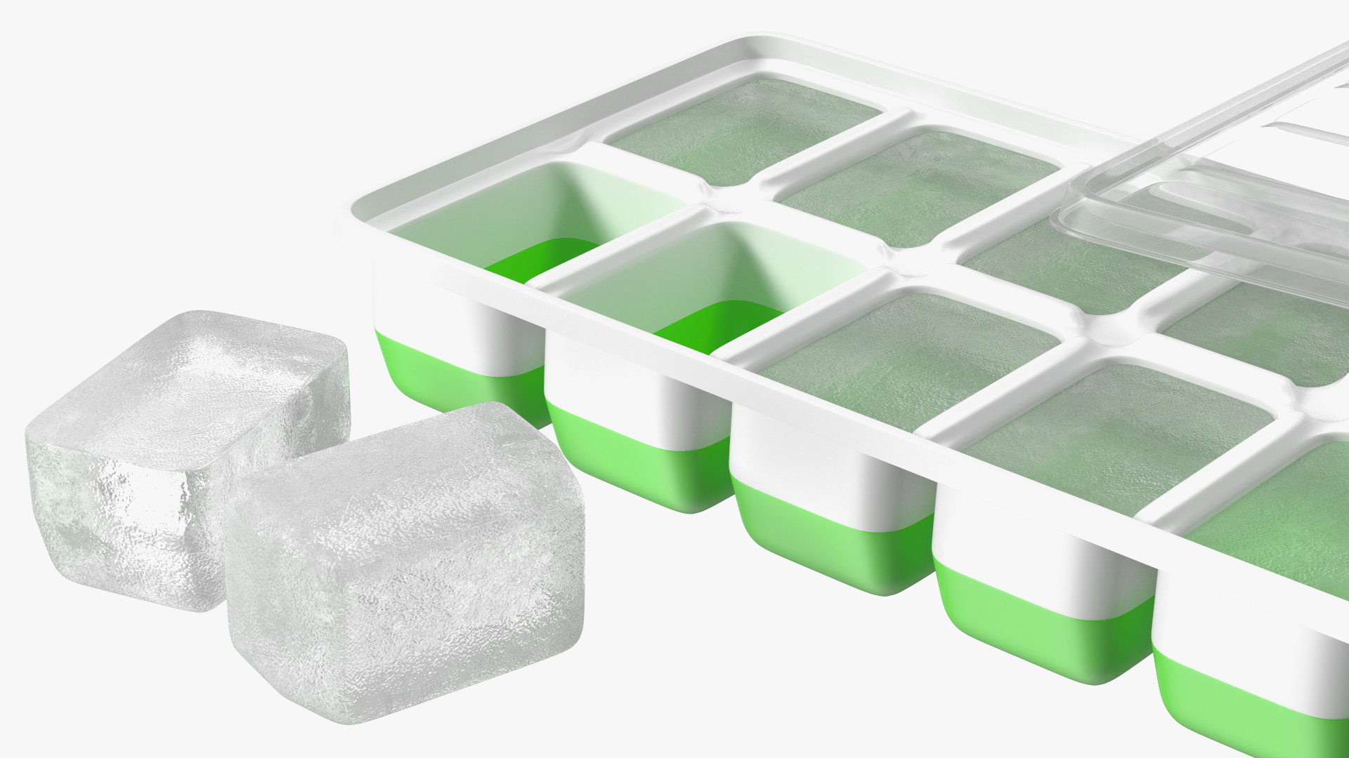 3D model Ice Cube Mold filled with Ice Green