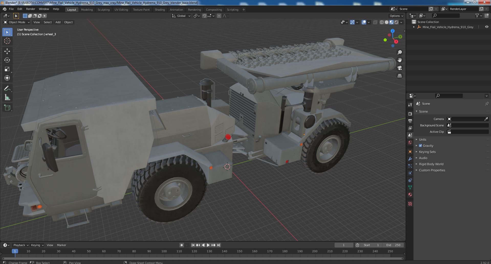 3D model Mine Flail Vehicle Hydrema 910 Grey