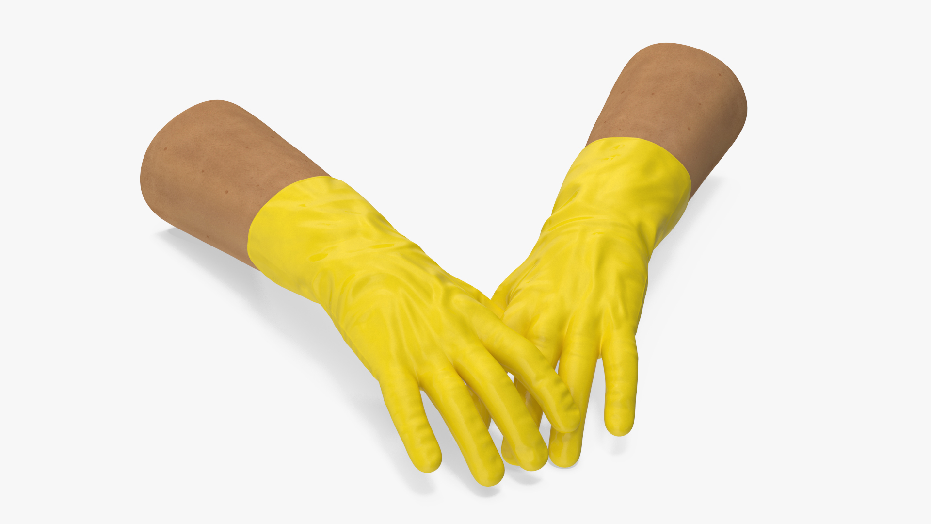 Hands in Yellow Rubber Gloves 3D model