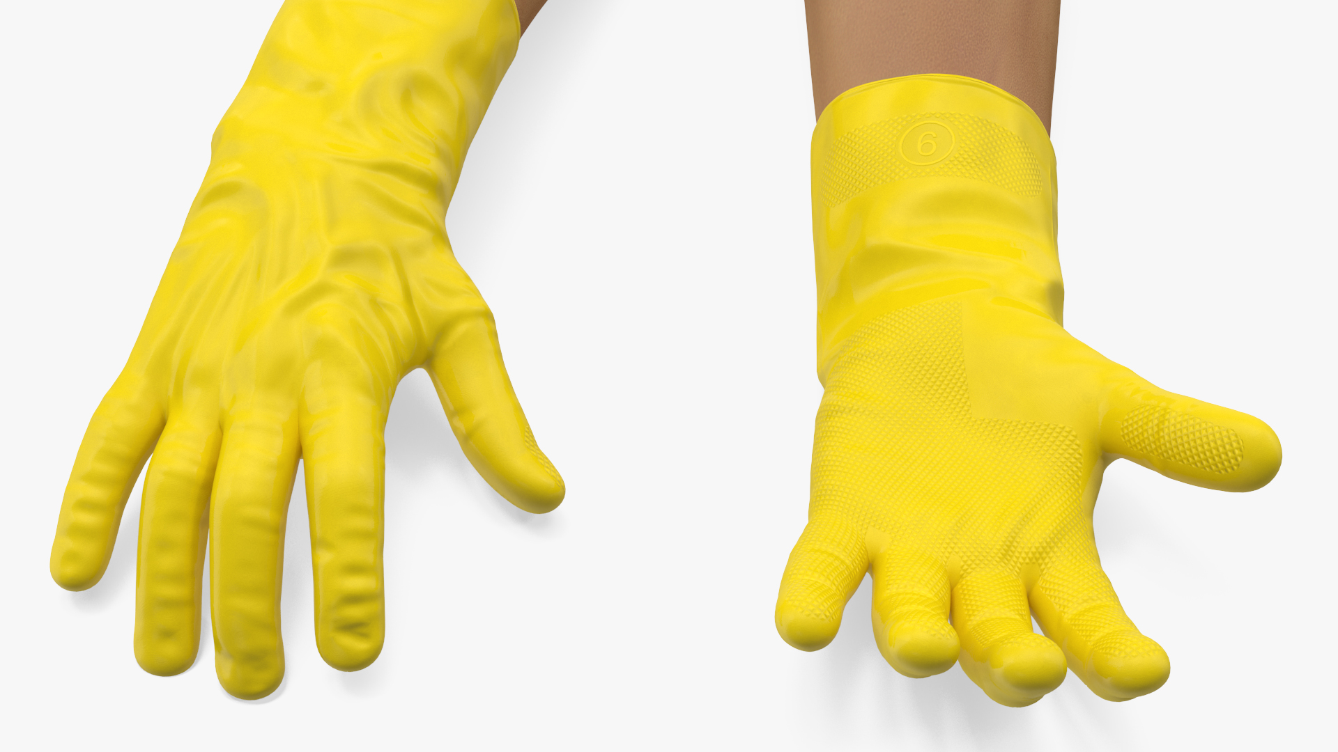 Hands in Yellow Rubber Gloves 3D model