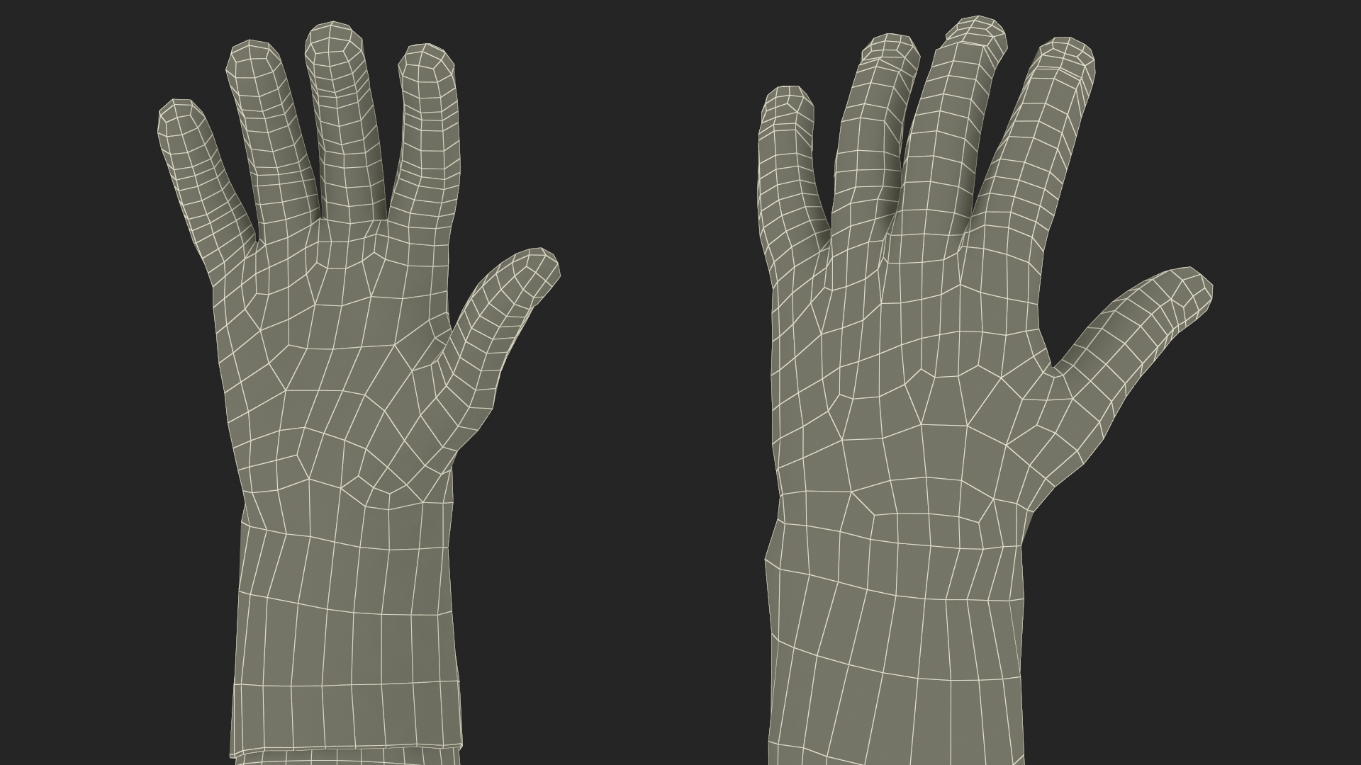 Hands in Yellow Rubber Gloves 3D model