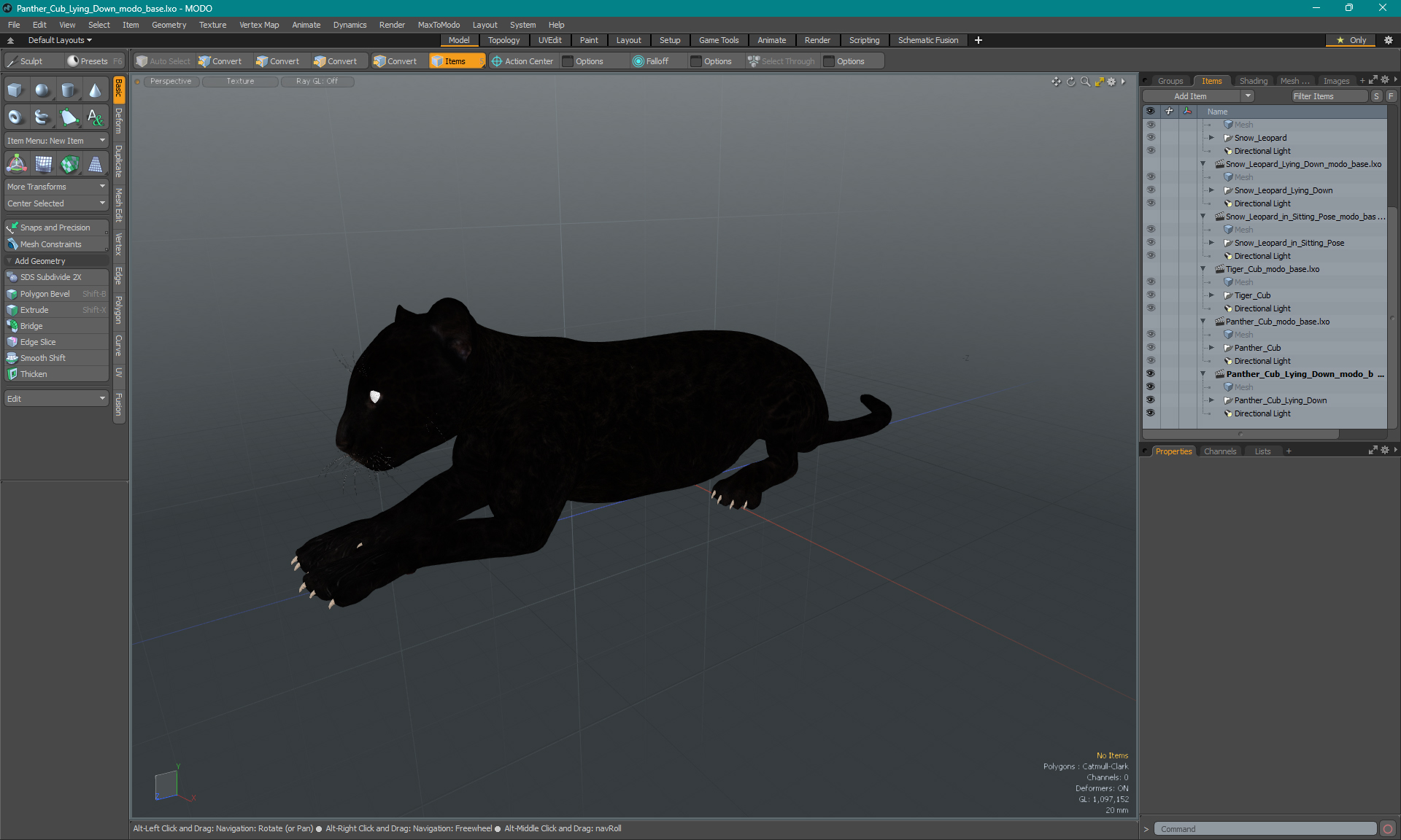 3D model Panther Cub Lying Down for 3D Print