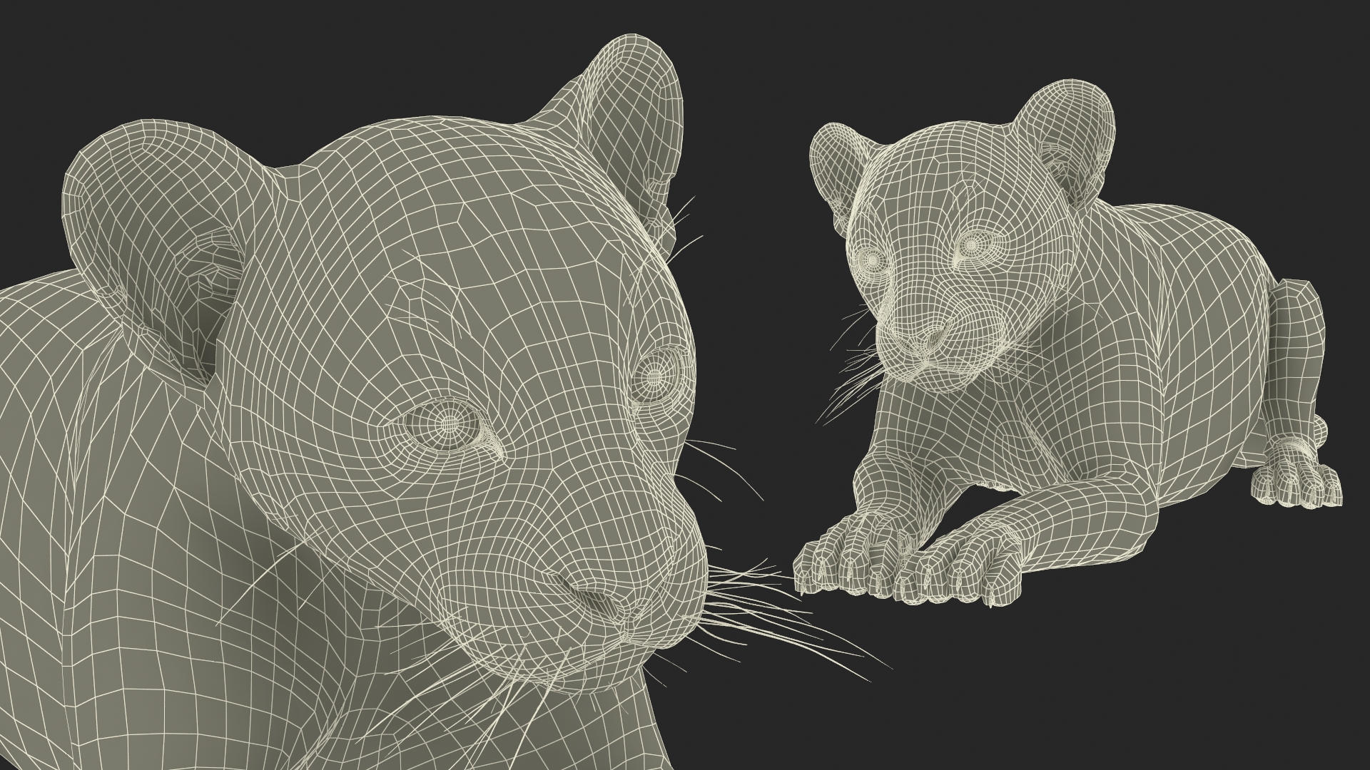 3D model Panther Cub Lying Down for 3D Print