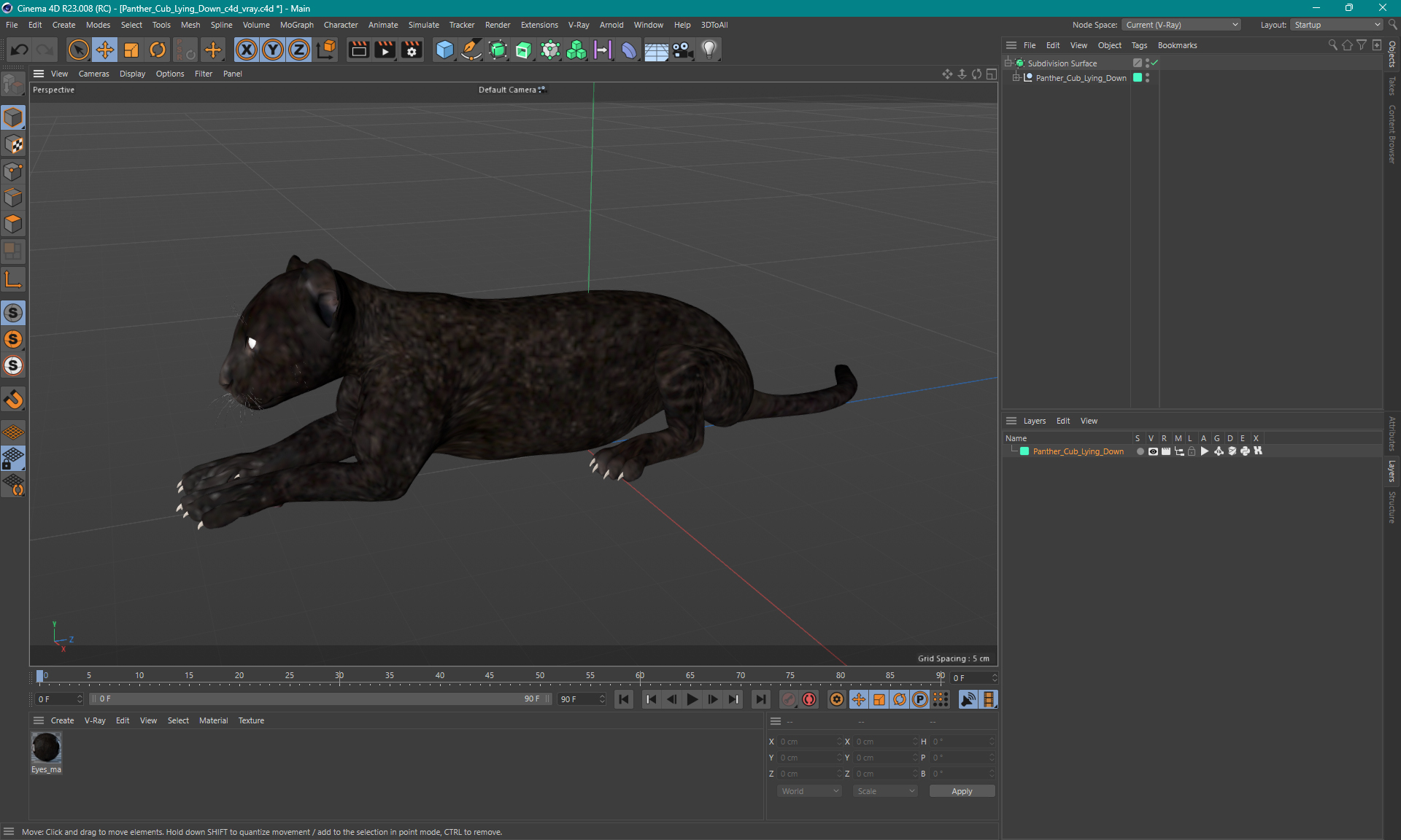 3D model Panther Cub Lying Down for 3D Print