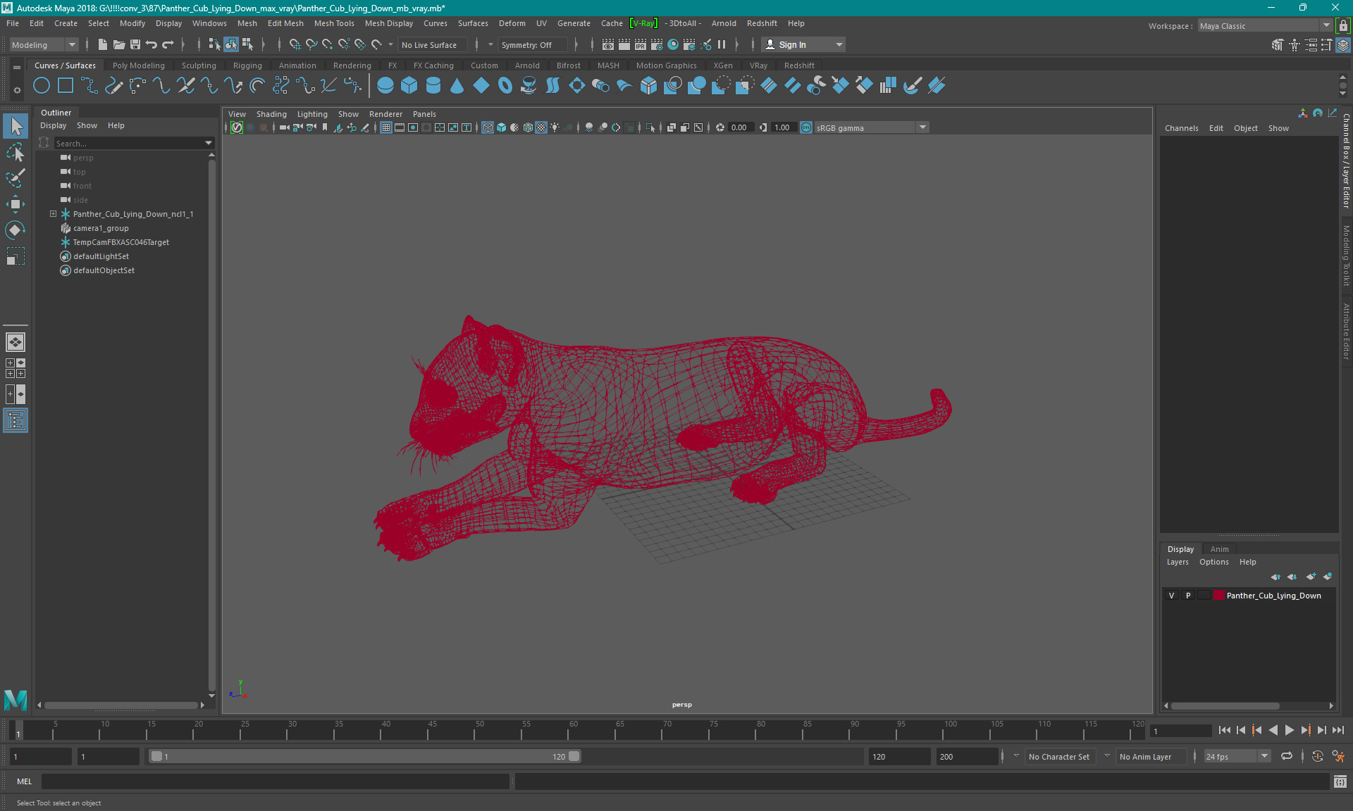 3D model Panther Cub Lying Down for 3D Print