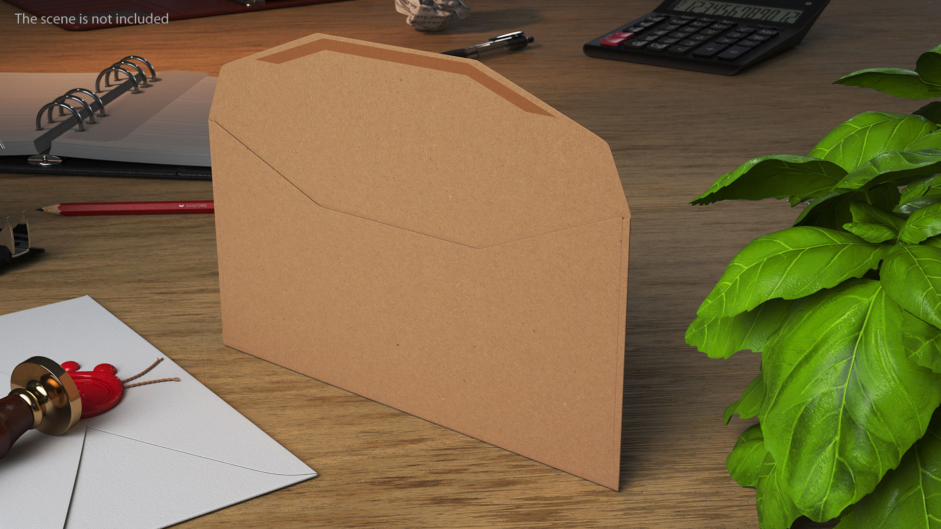 Trapezium Envelope Kraft Paper Rigged 3D