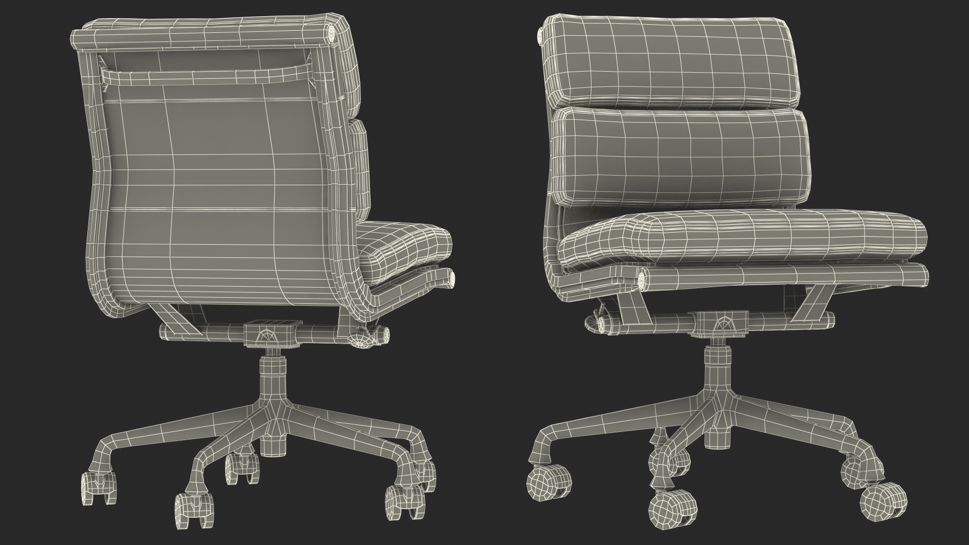 Chair Conference with no Arms Blue 3D model