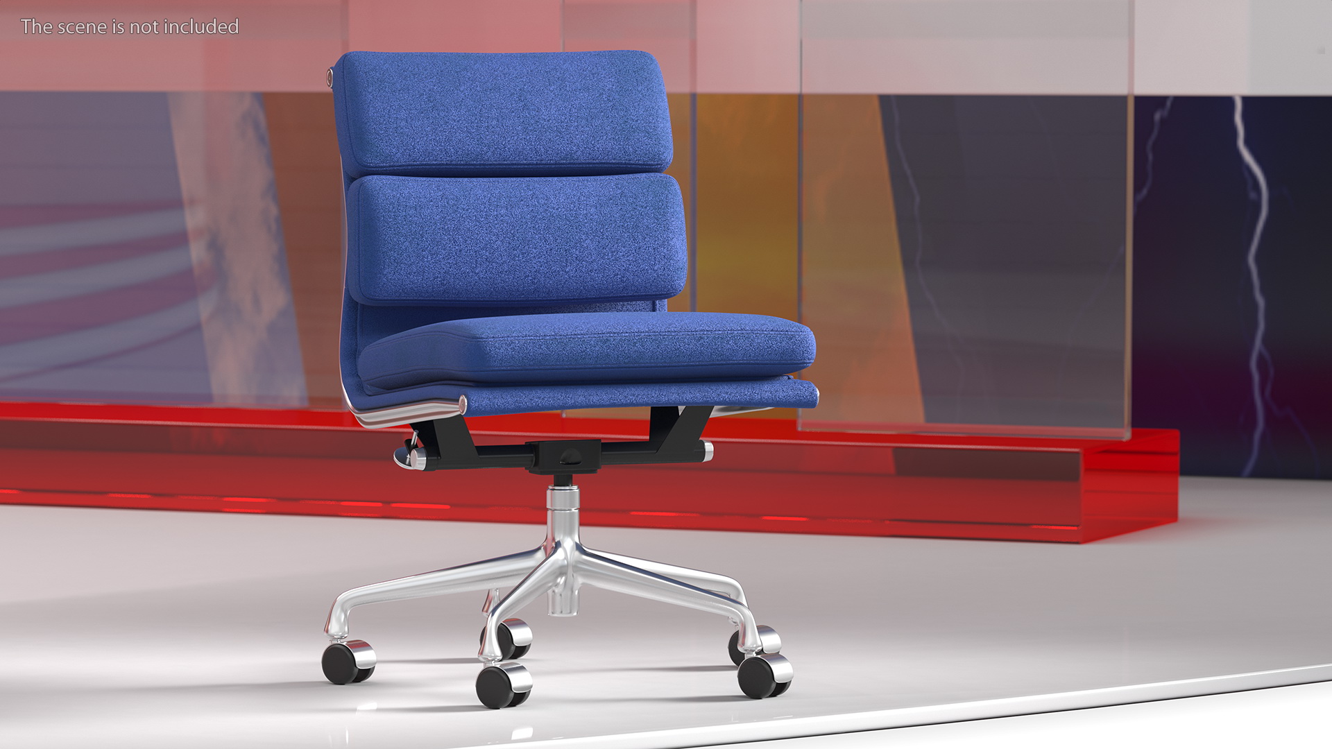 Chair Conference with no Arms Blue 3D model