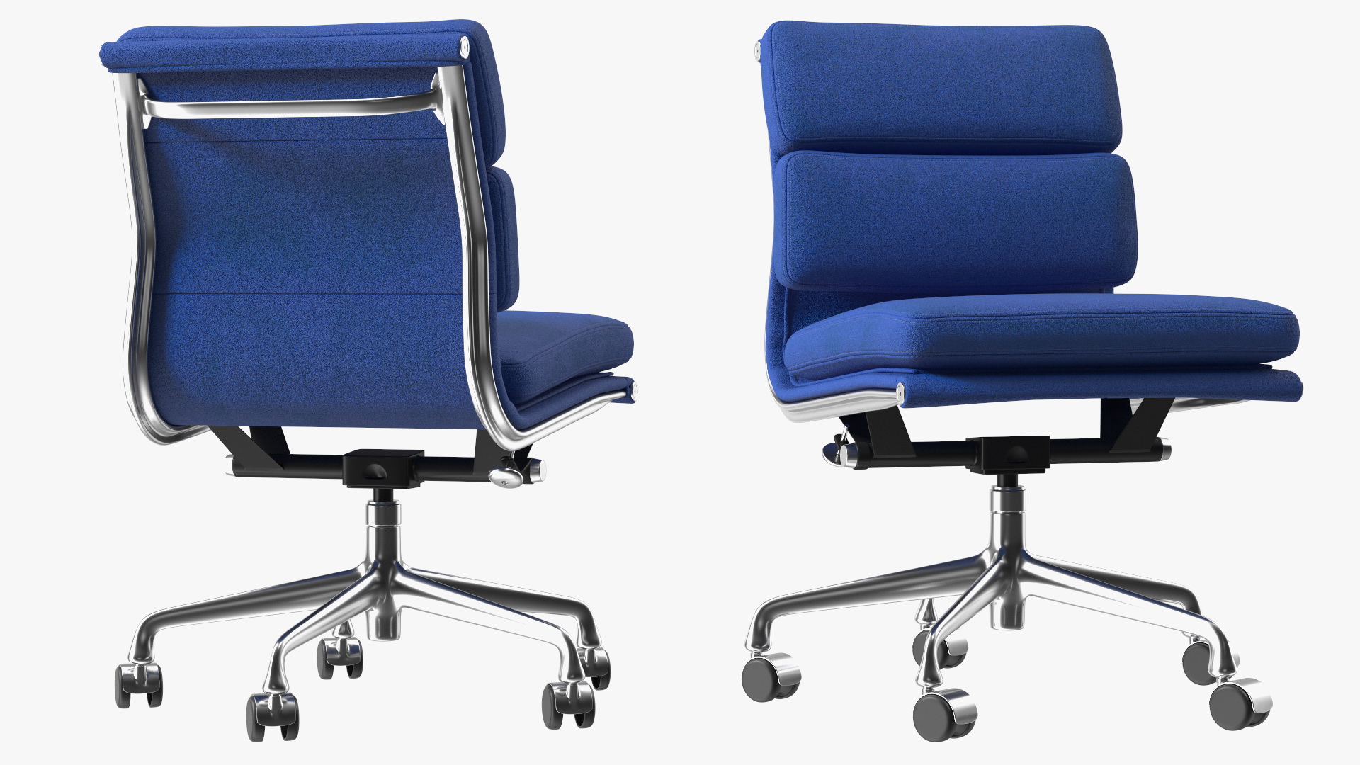 Chair Conference with no Arms Blue 3D model