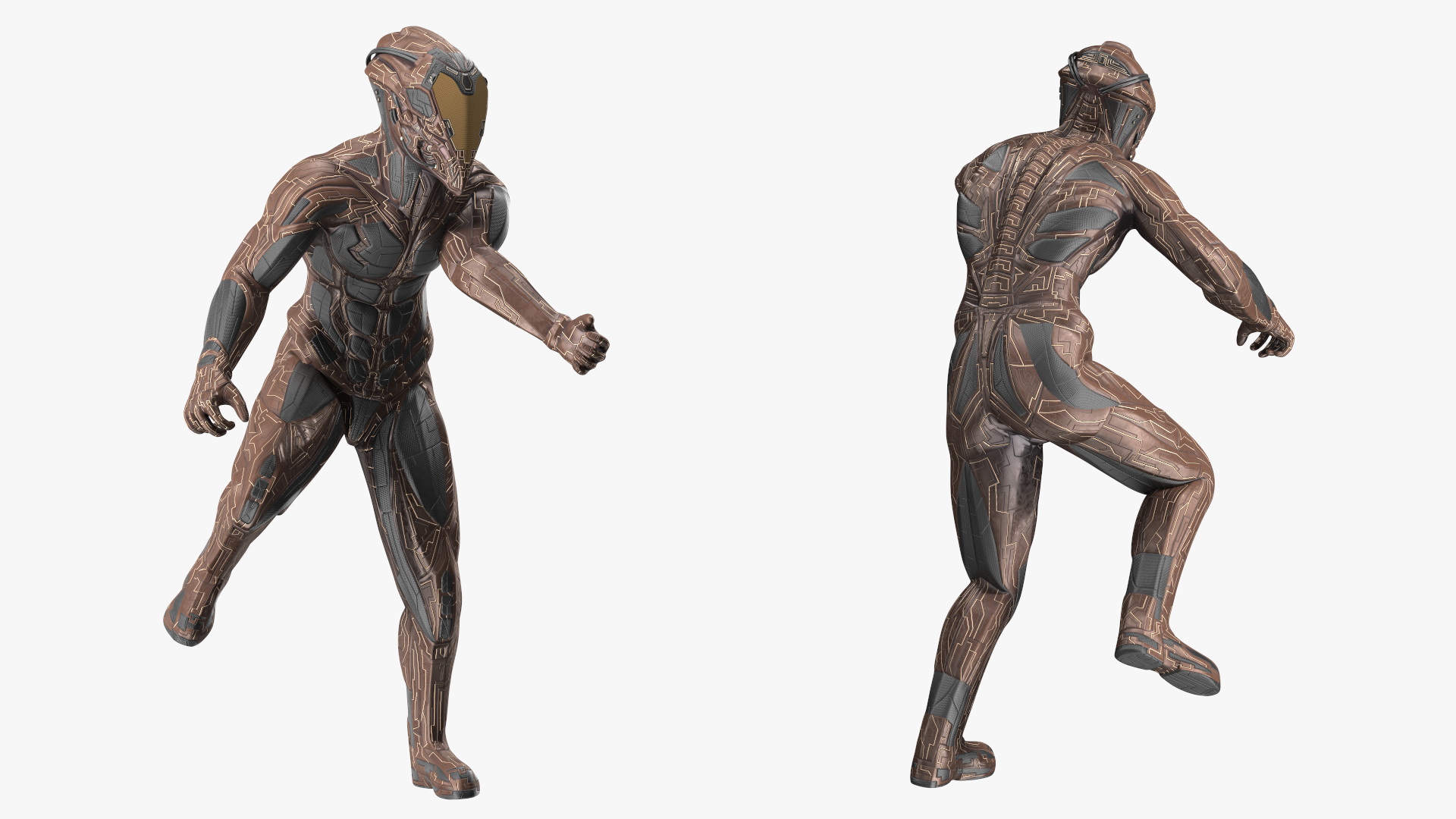 Futuristic Armored Character Rigged for Cinema 4D 3D model