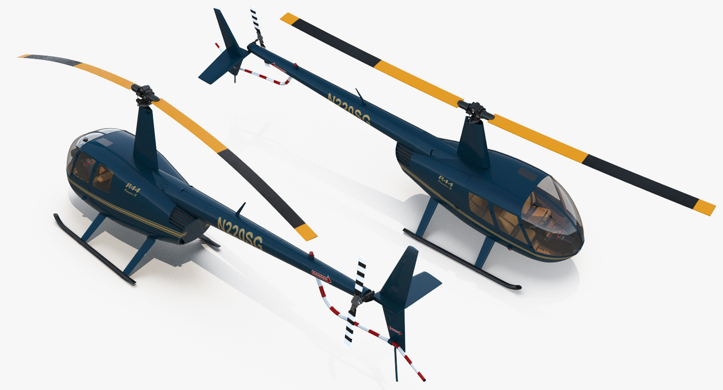 Light Helicopter Robinson R44 3D model