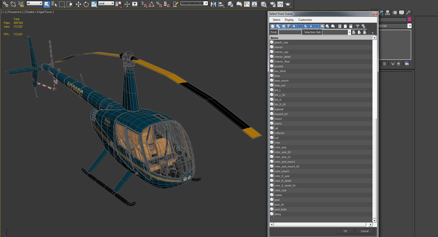 Light Helicopter Robinson R44 3D model