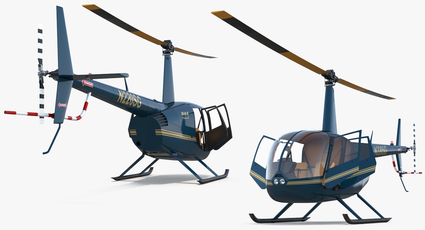 Light Helicopter Robinson R44 3D model