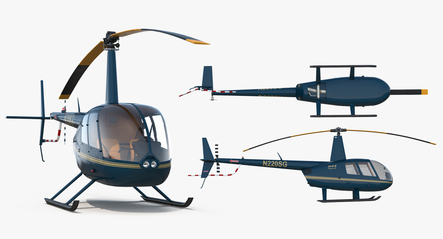 Light Helicopter Robinson R44 3D model