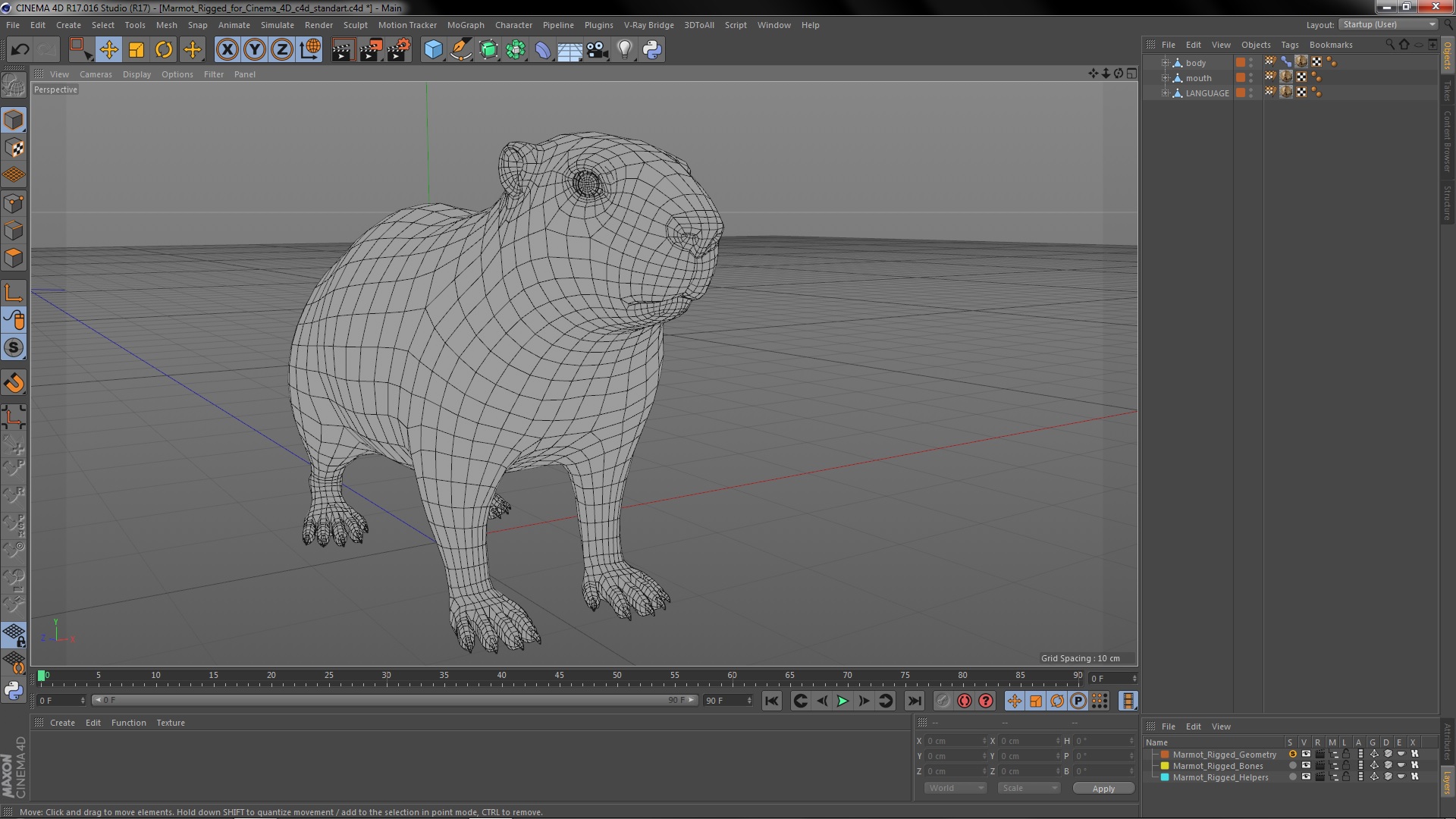 Marmot Rigged for Cinema 4D 3D