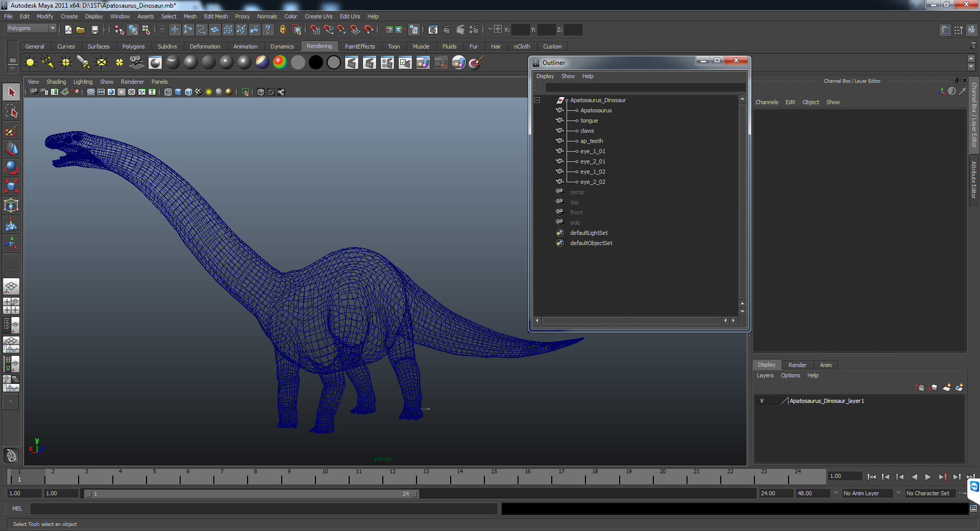 3D model Apatosaurus Dinosaur