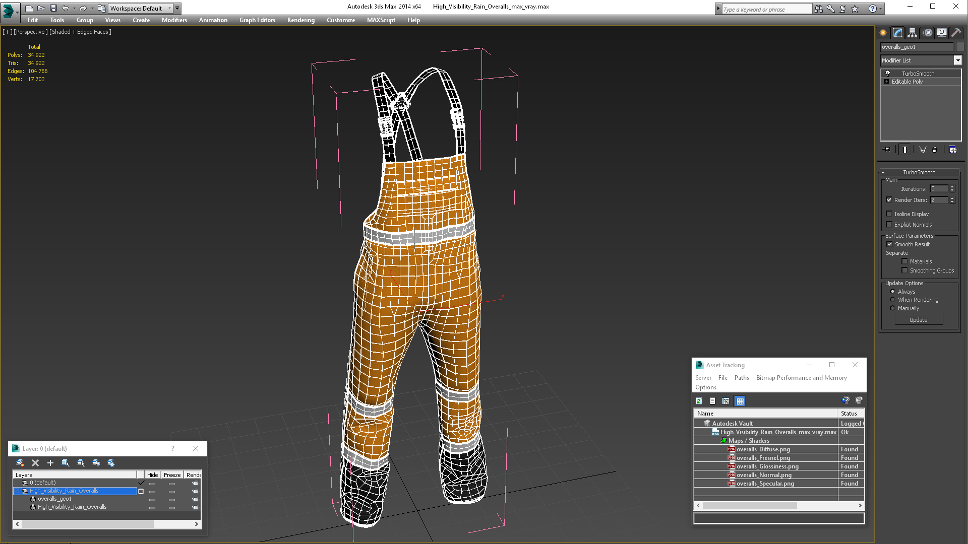 High Visibility Rain Overalls 3D model