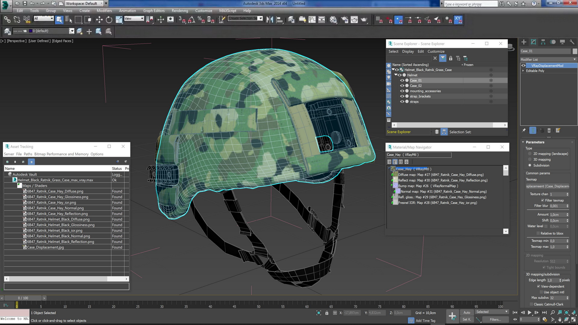 3D model Helmet Black Ratnik Grass Case