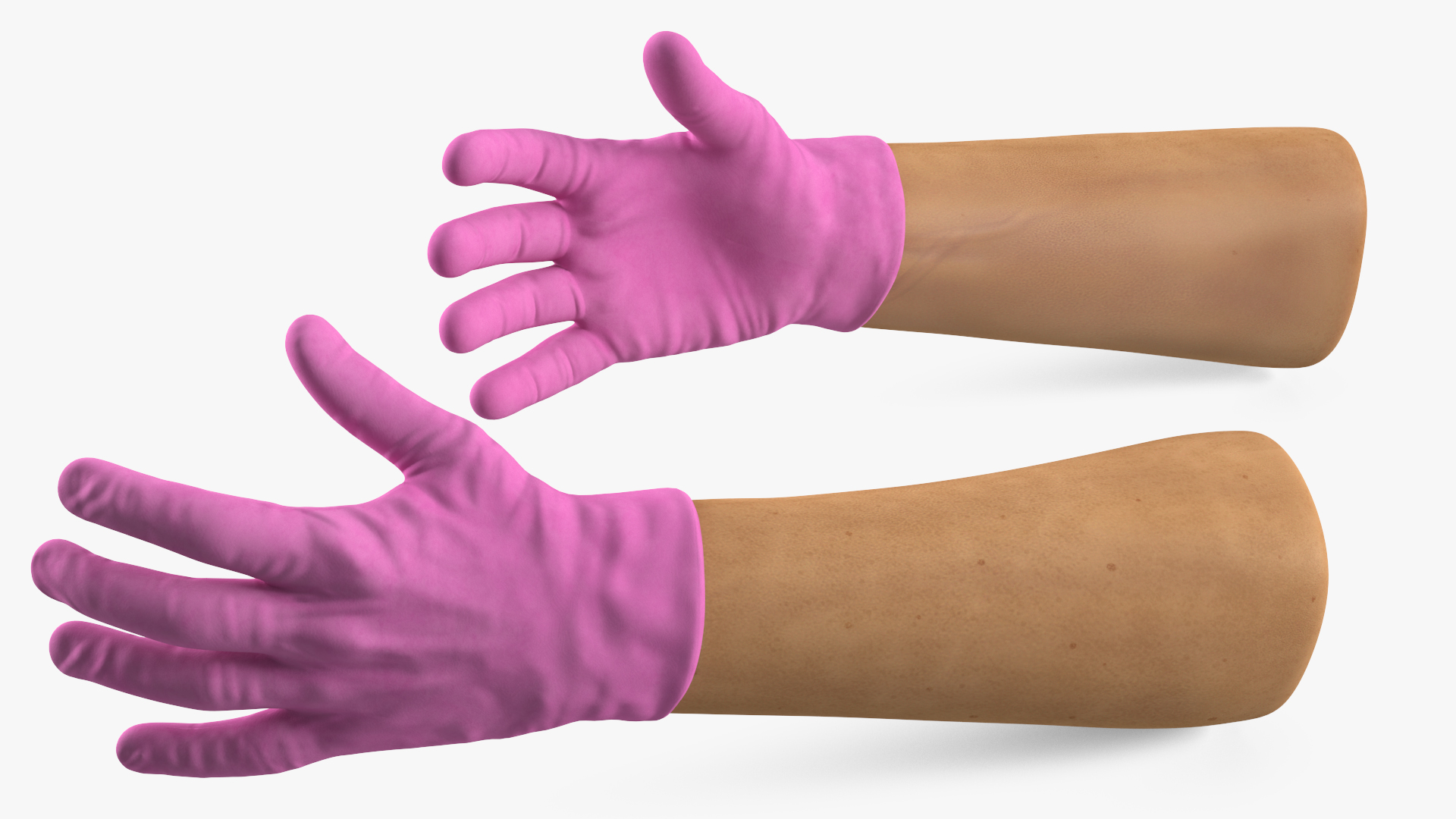 3D Medical Gloves on Hands Pink model