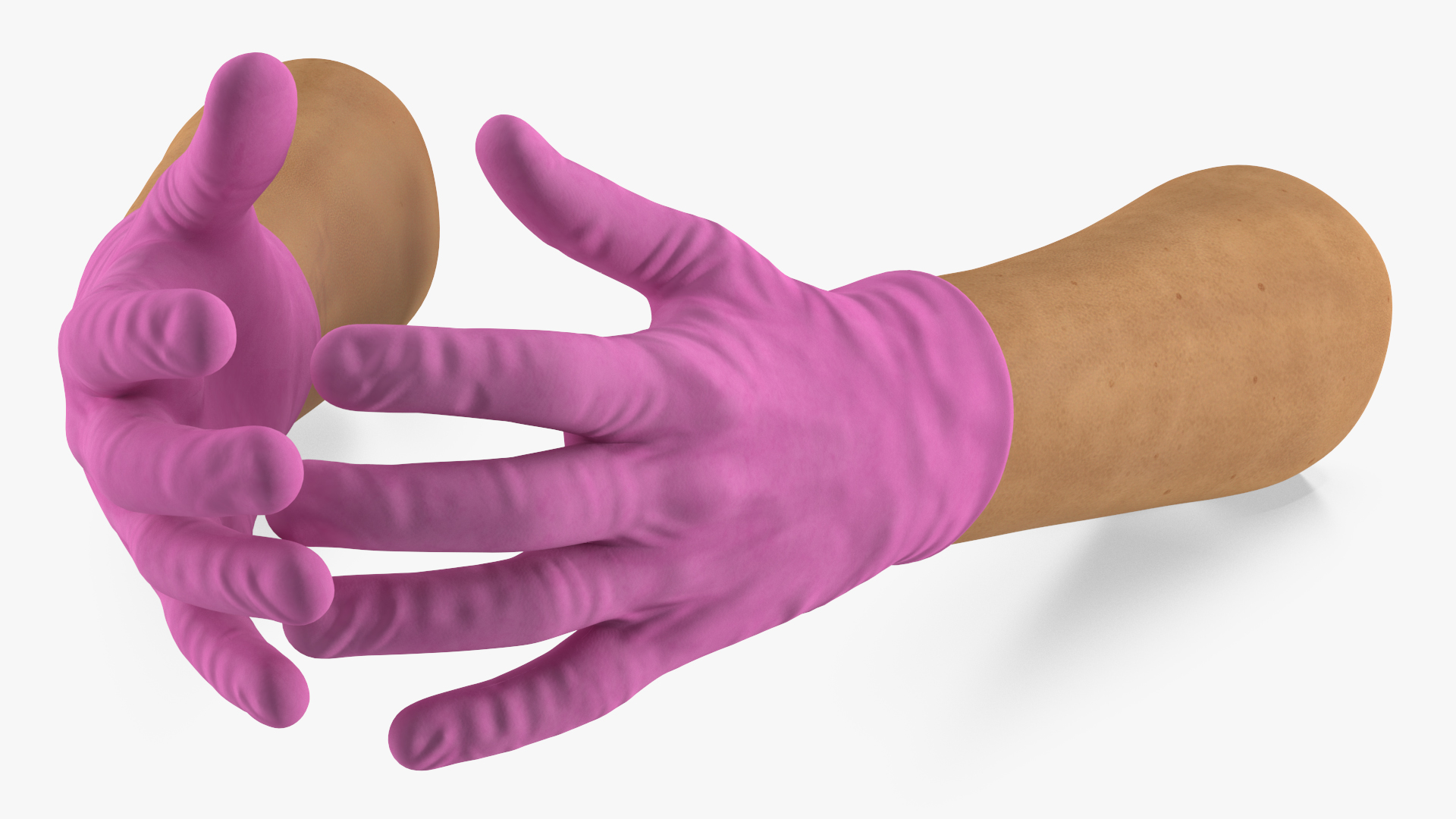 3D Medical Gloves on Hands Pink model