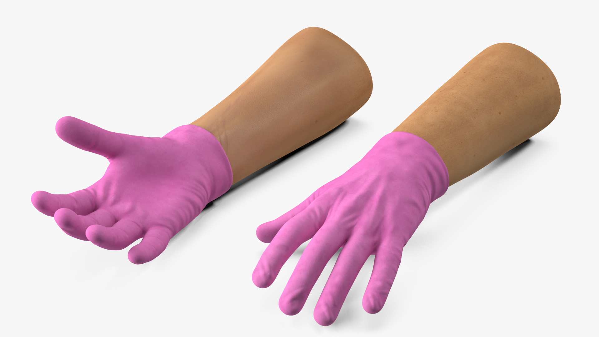 3D Medical Gloves on Hands Pink model