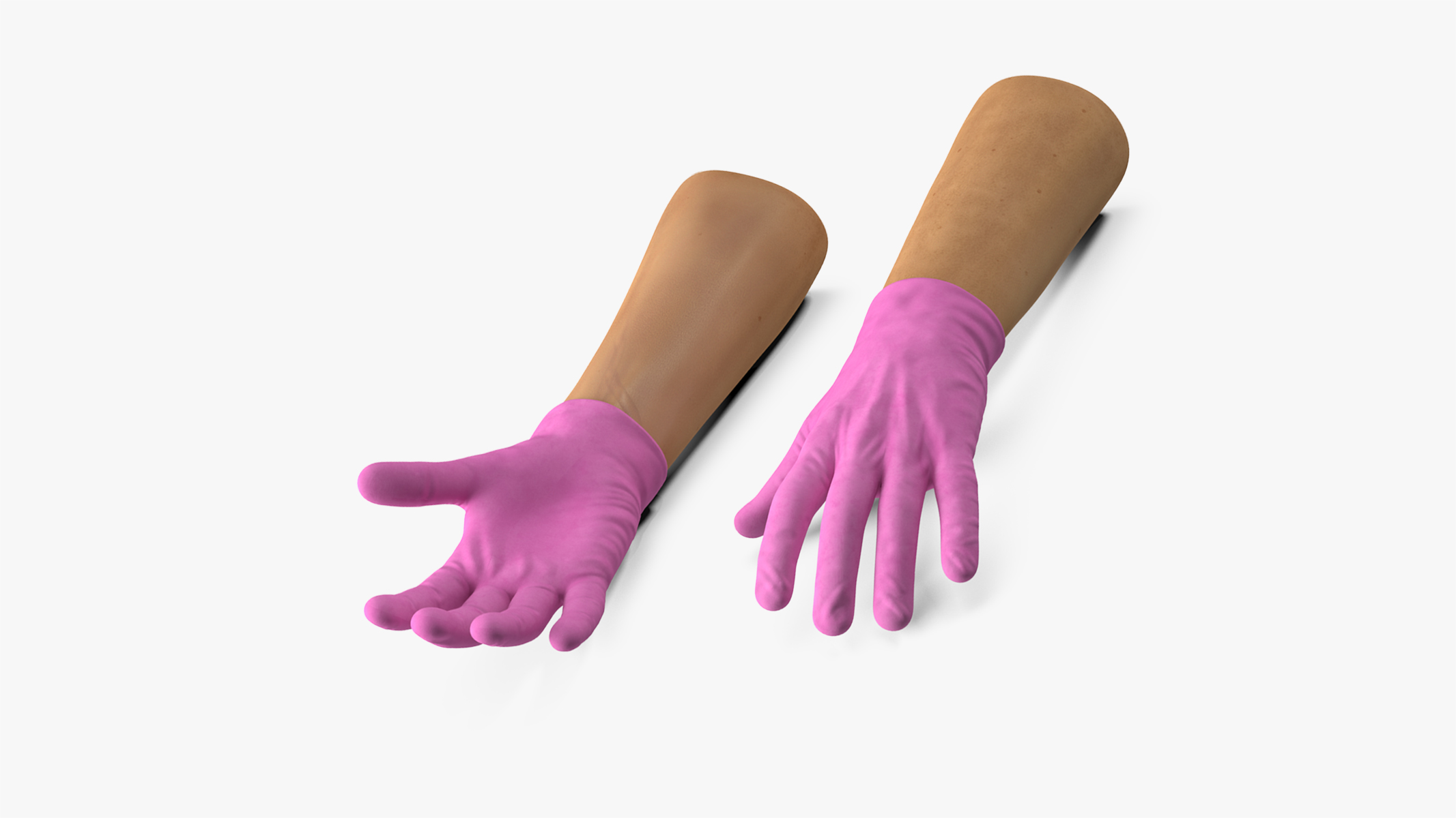 3D Medical Gloves on Hands Pink model