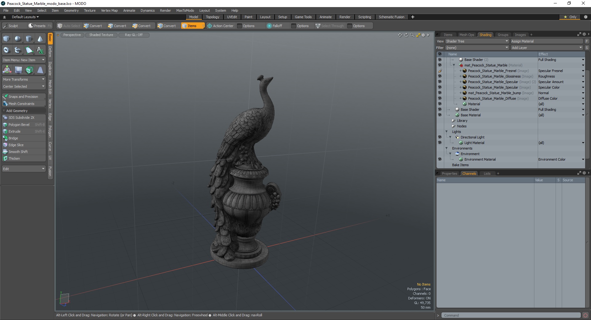 Peacock Statue Marble for 3D Print 3D model