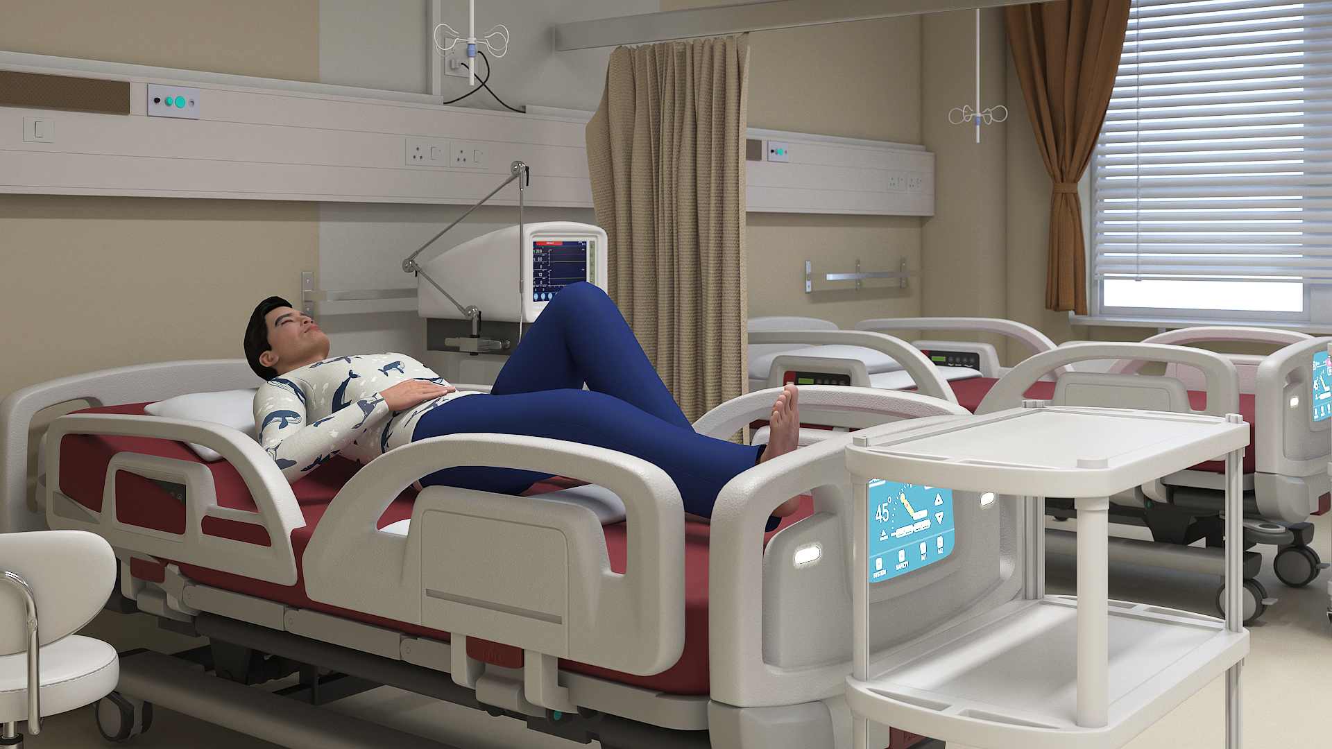 Hospital Room Interior with People 3D model