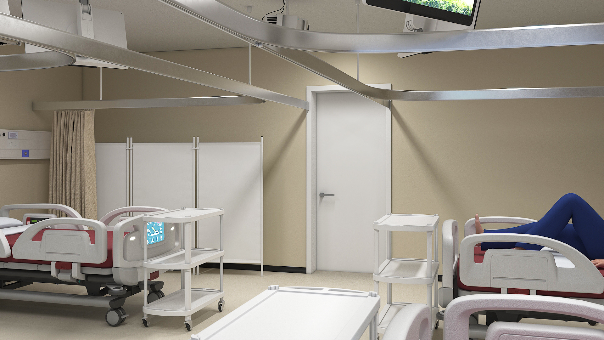 Hospital Room Interior with People 3D model