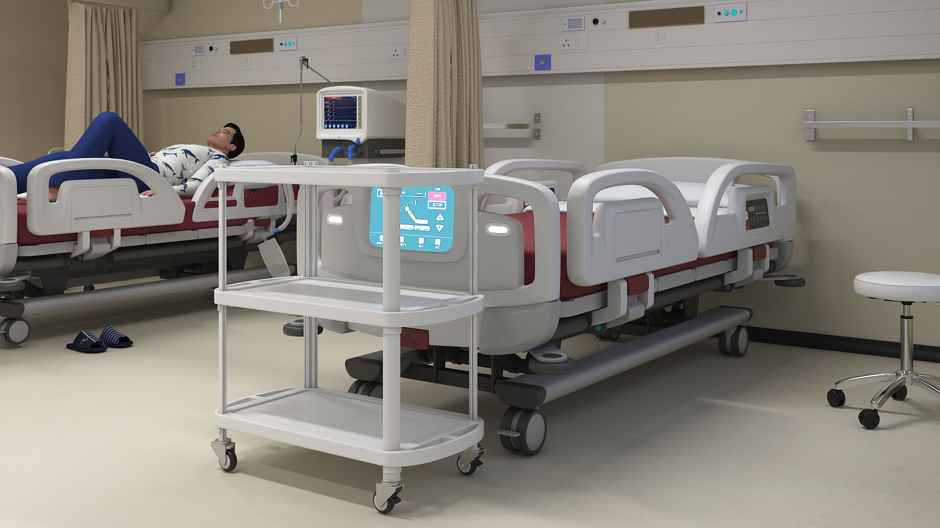 Hospital Room Interior with People 3D model