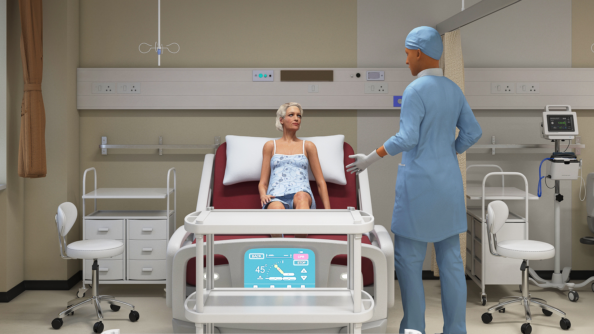 Hospital Room Interior with People 3D model