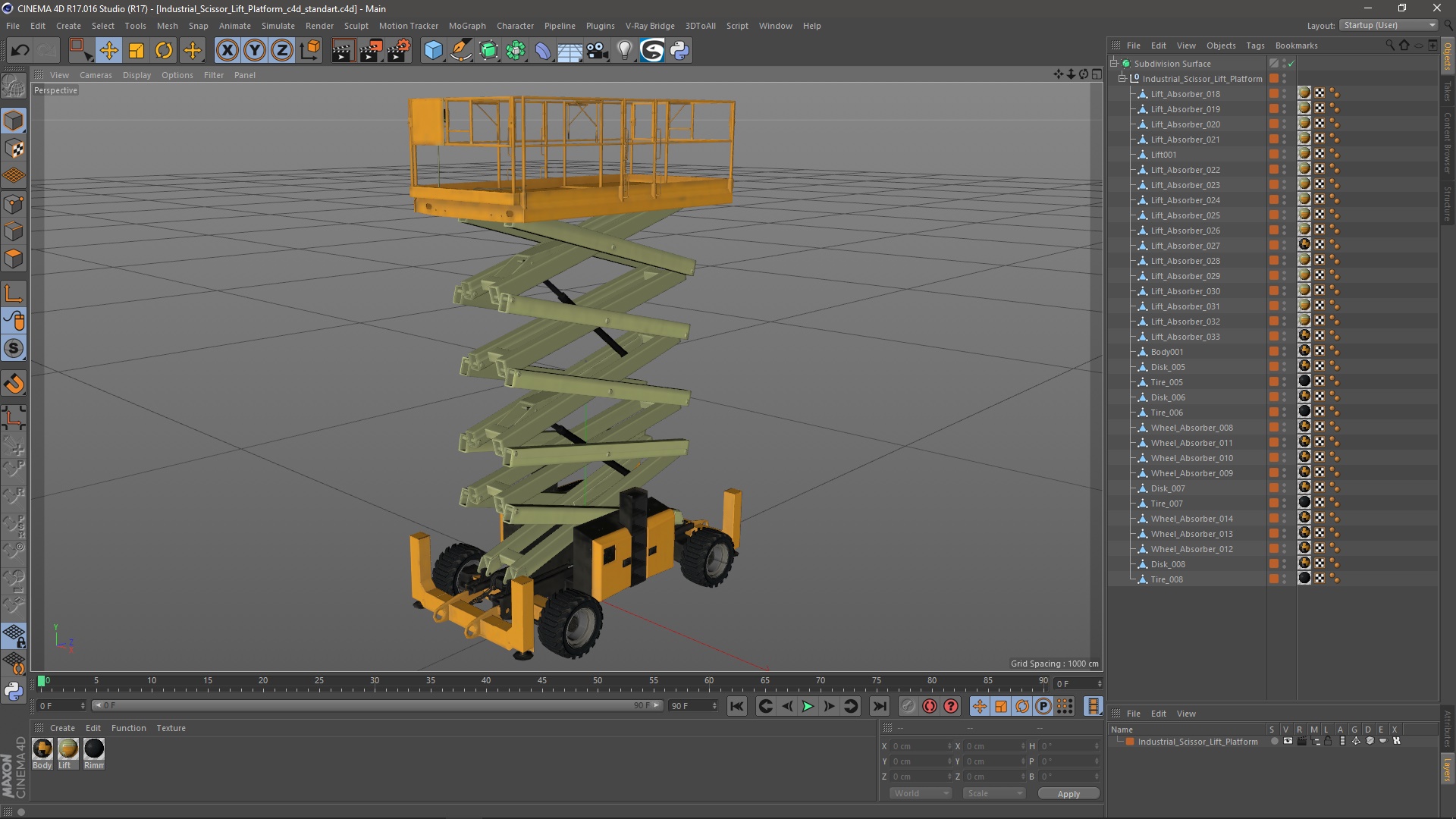 Industrial Scissor Lift Platform 3D