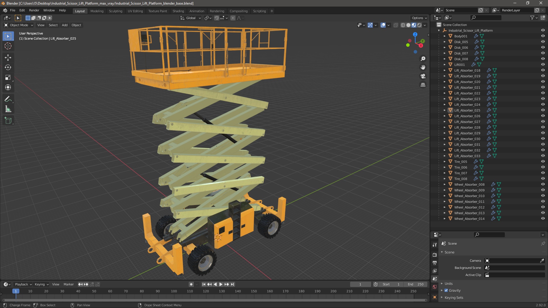 Industrial Scissor Lift Platform 3D