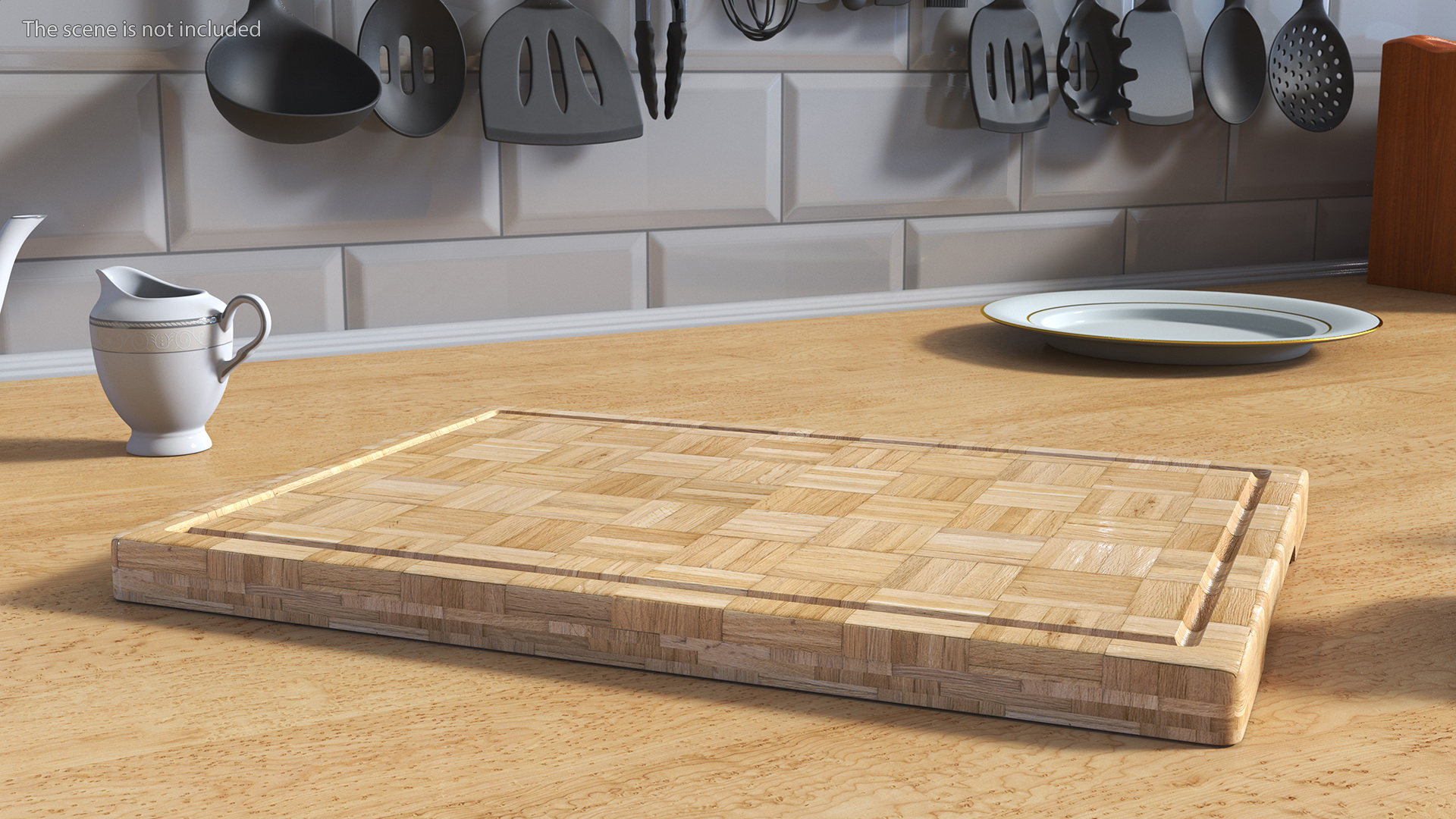 3D Large Bamboo Chopping Board Light model