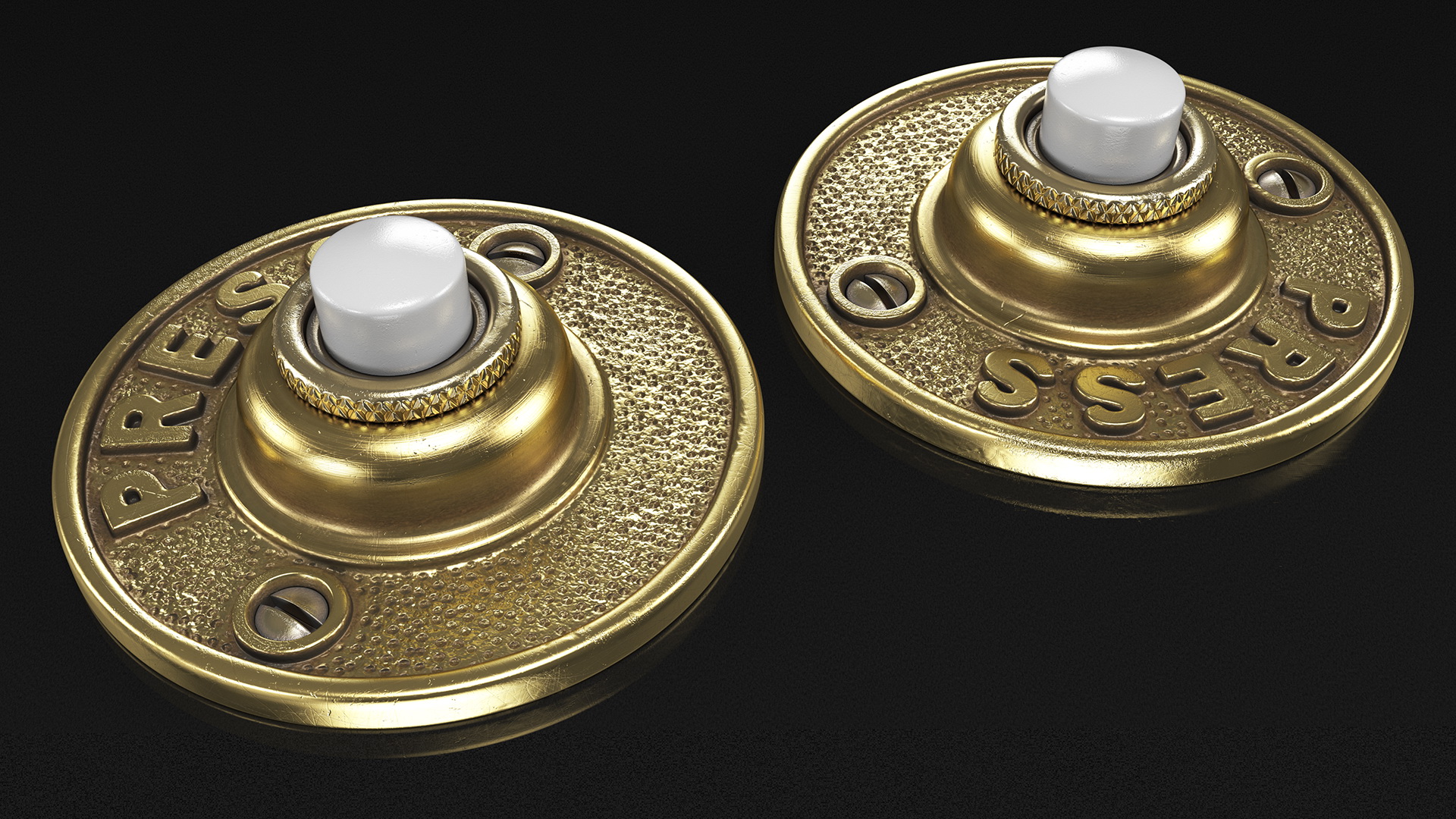 3D model Round Brass Door Buzzer Button Gold