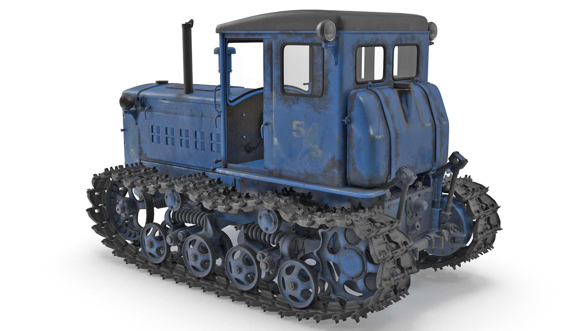 Rusty Diesel Tractor Rigged 3D