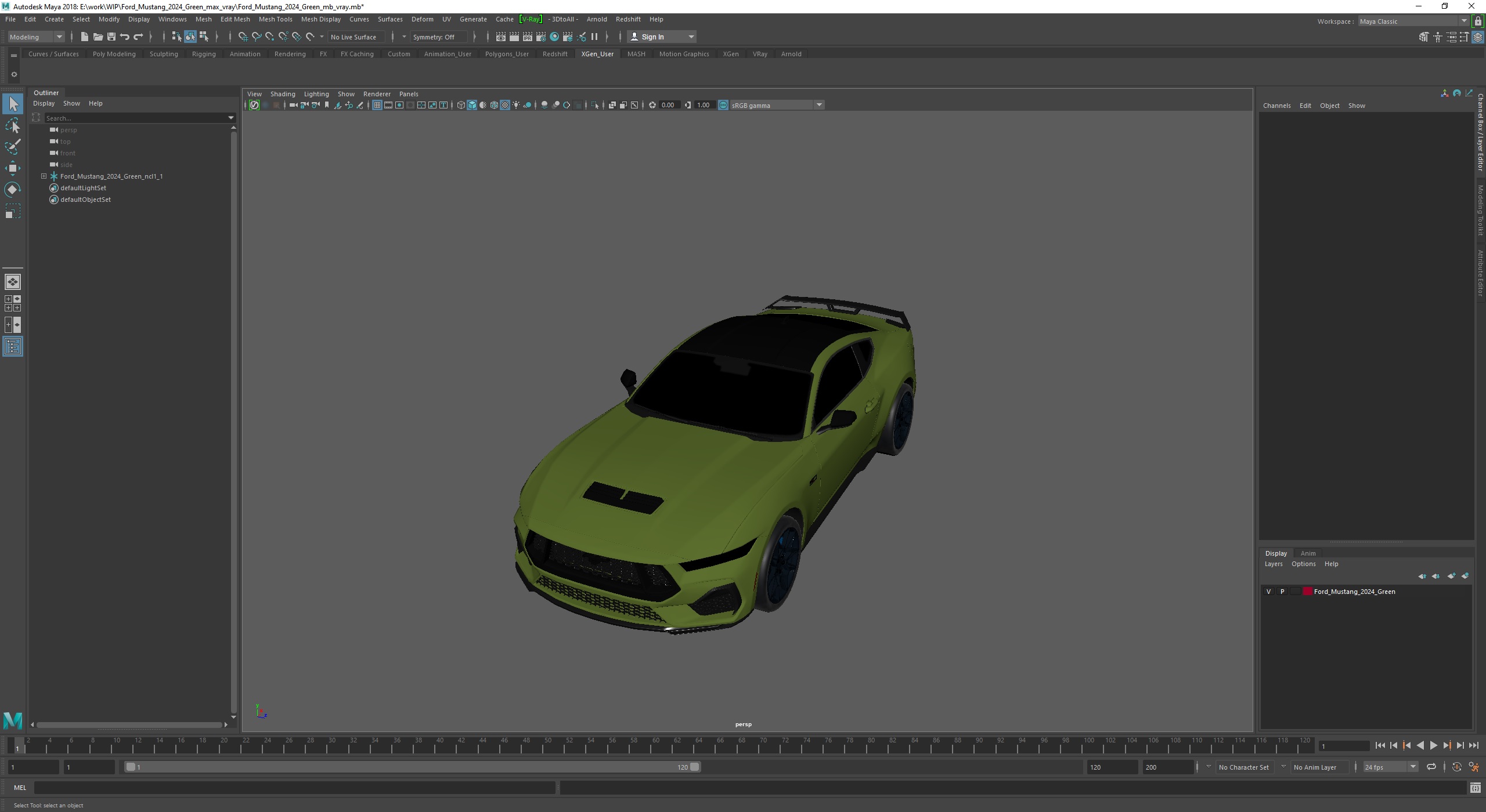 3D Ford Mustang 2024 Green model