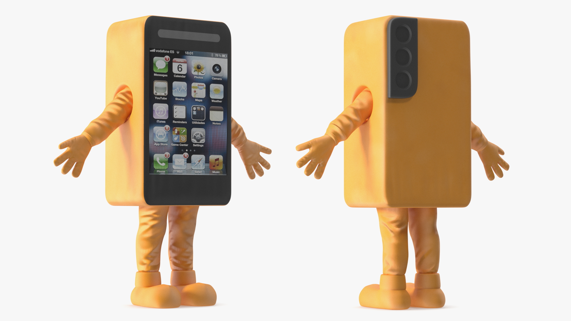 3D model Advertising Costume Mobile Phone Orange Rigged for Maya