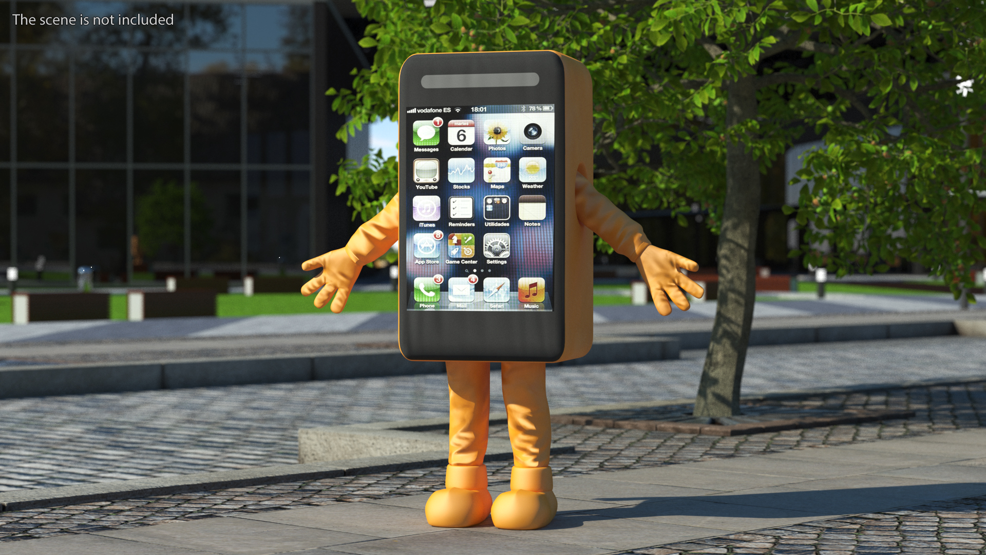 3D model Advertising Costume Mobile Phone Orange Rigged for Maya