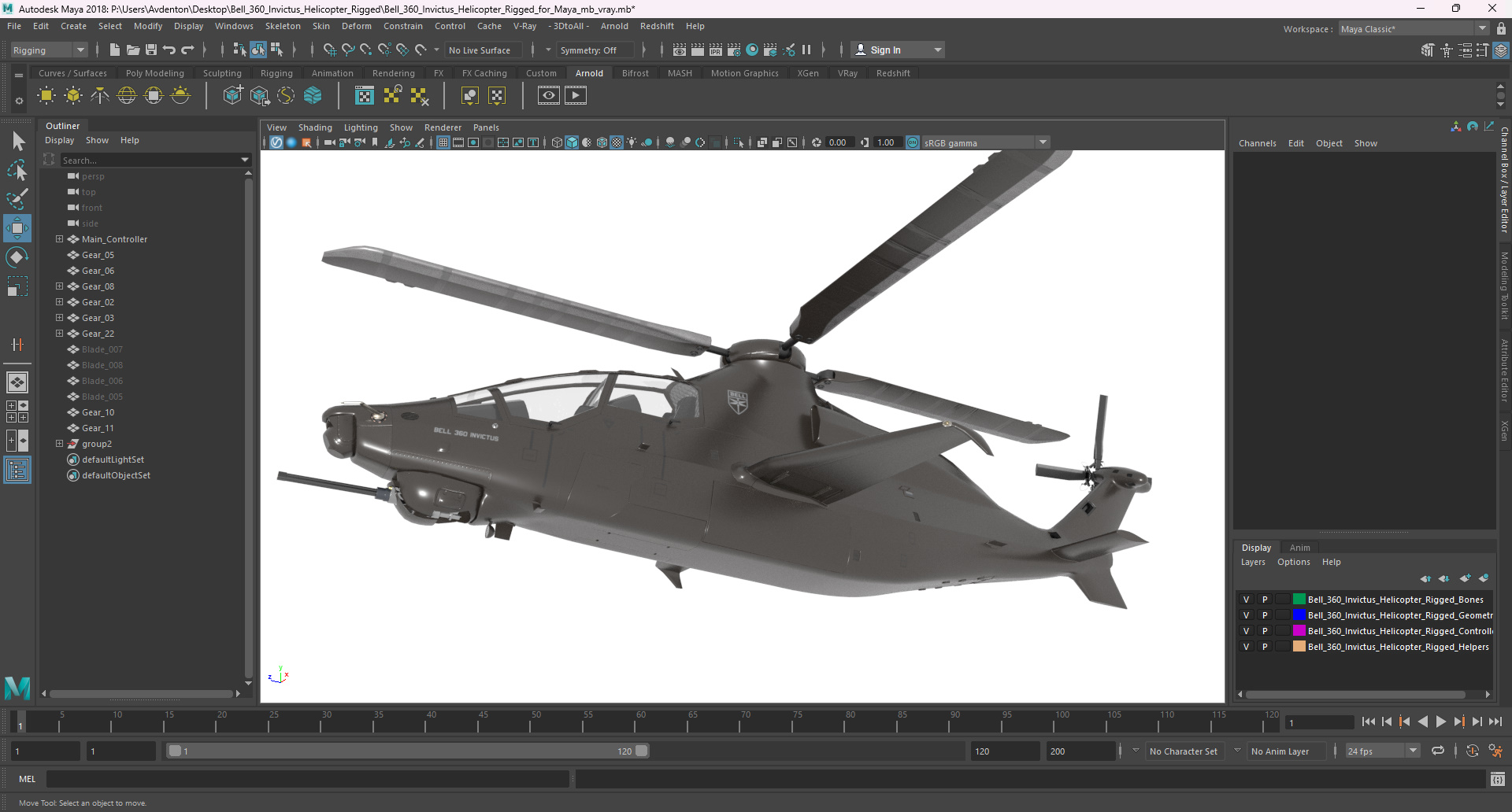 Bell 360 Invictus Helicopter Rigged for Maya 3D model