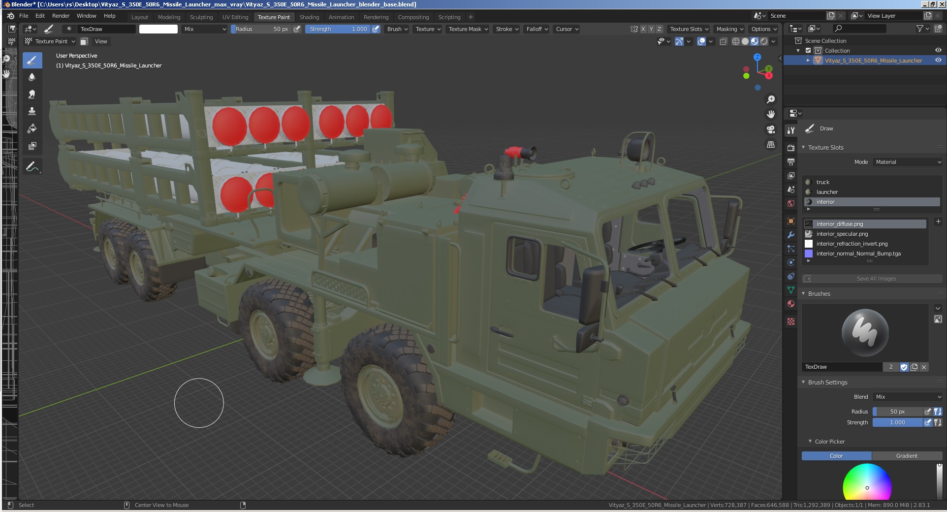 3D model Vityaz S 350E 50R6 Missile Launcher