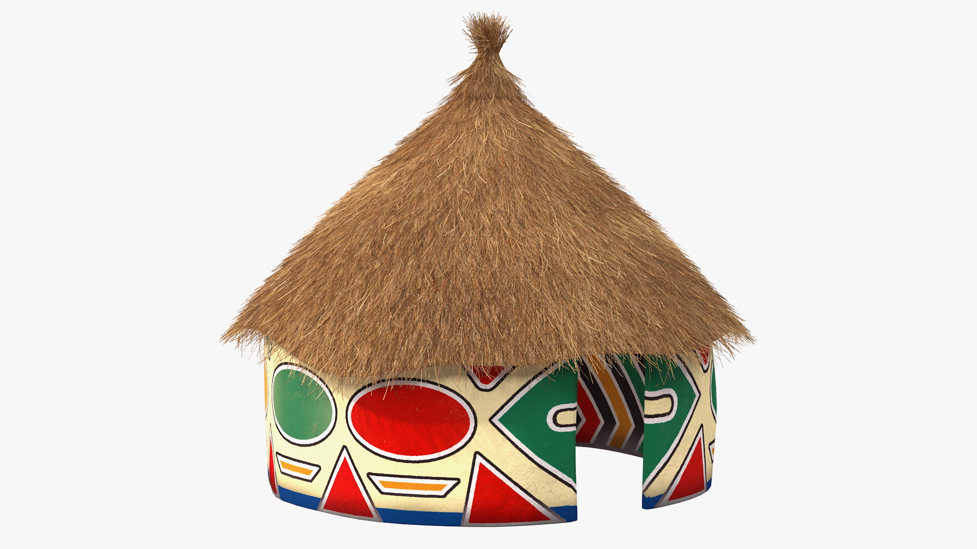 3D Colorful African Mud Hut Fur model