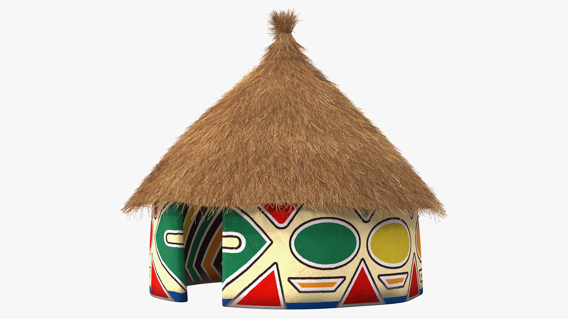 3D Colorful African Mud Hut Fur model