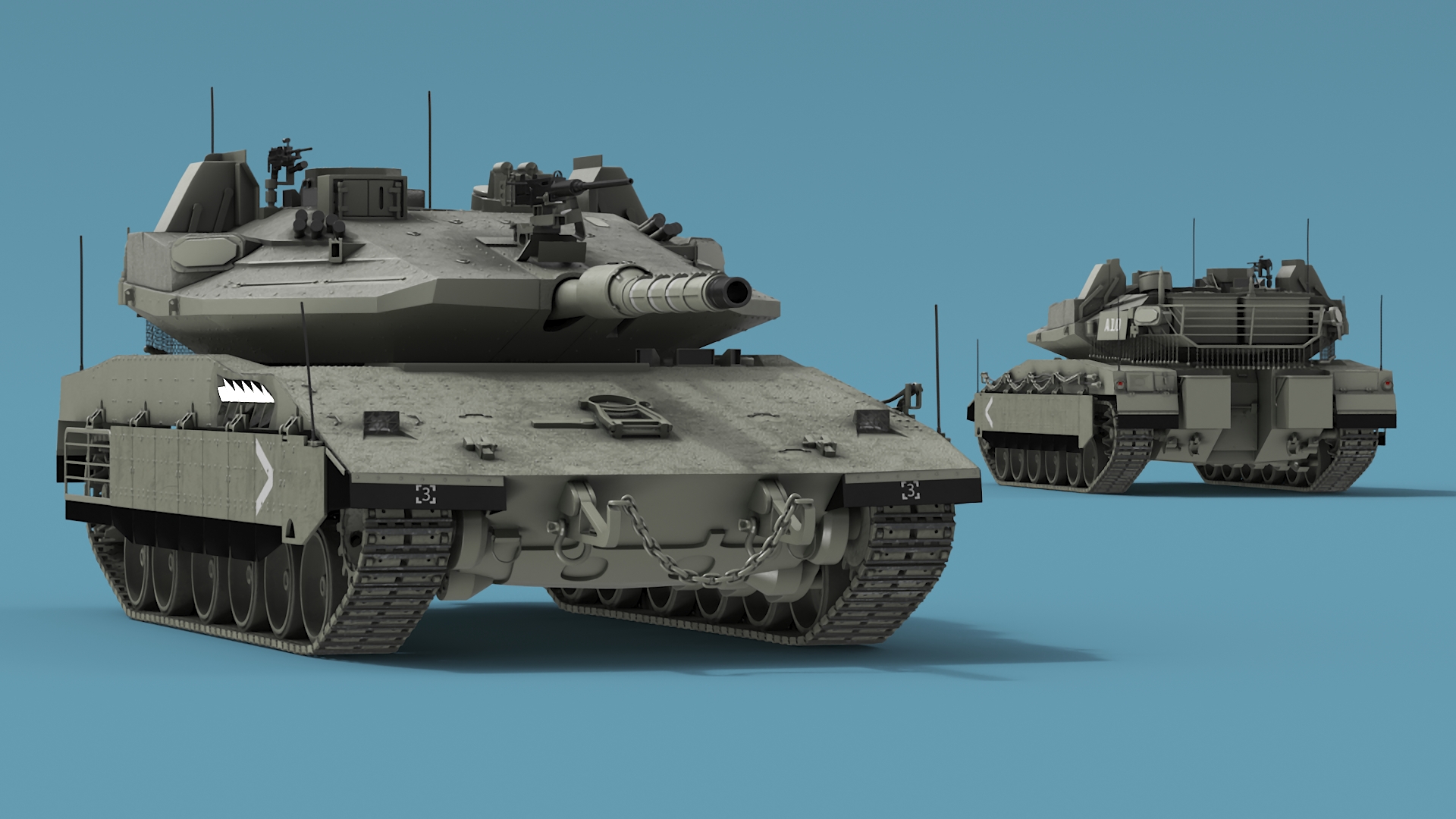 3D Israeli Tank Merkava 5 Olive model