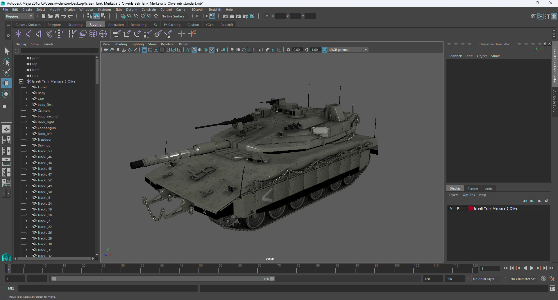 3D Israeli Tank Merkava 5 Olive model