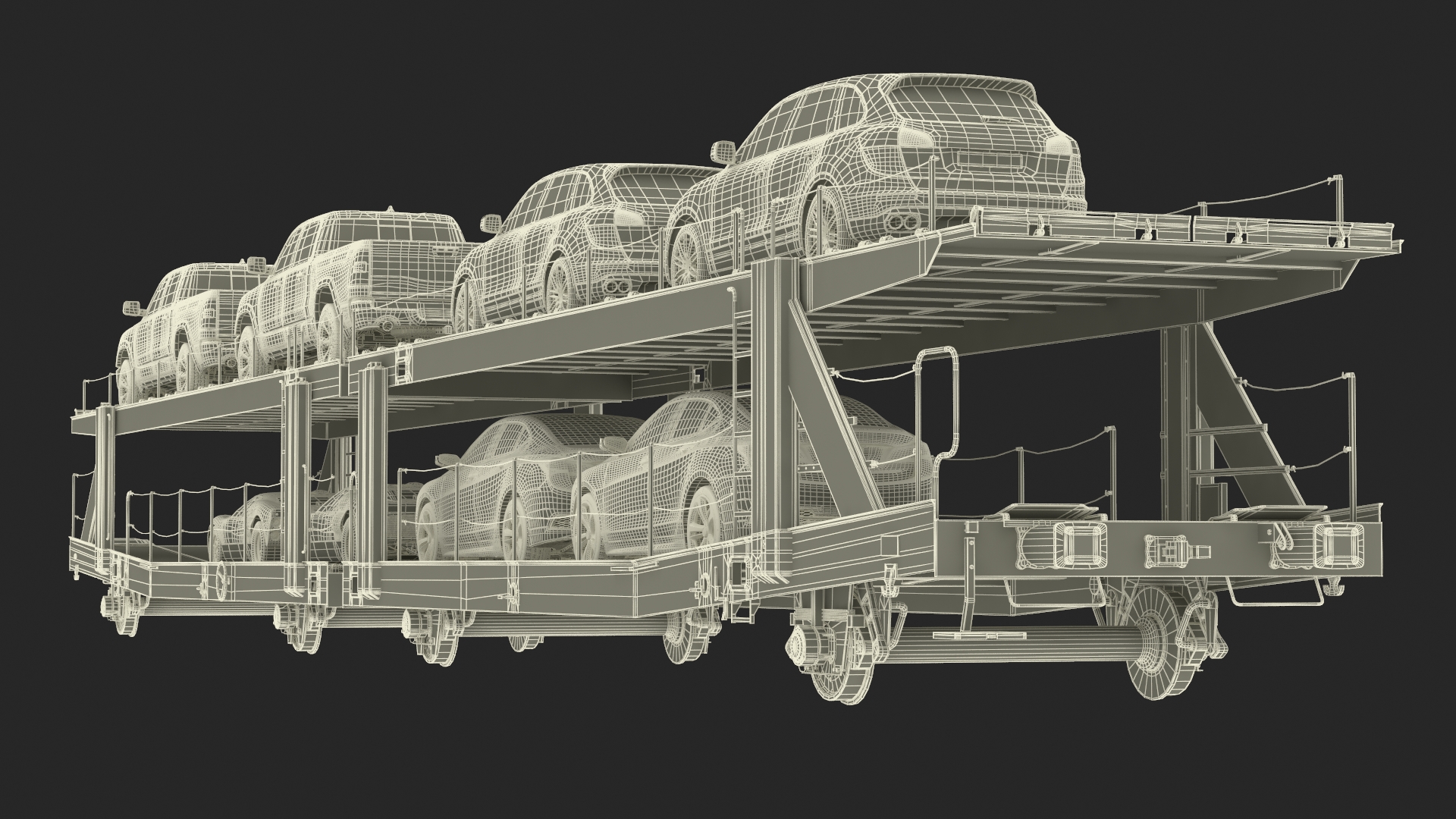 Car Transporter Loaded 3D