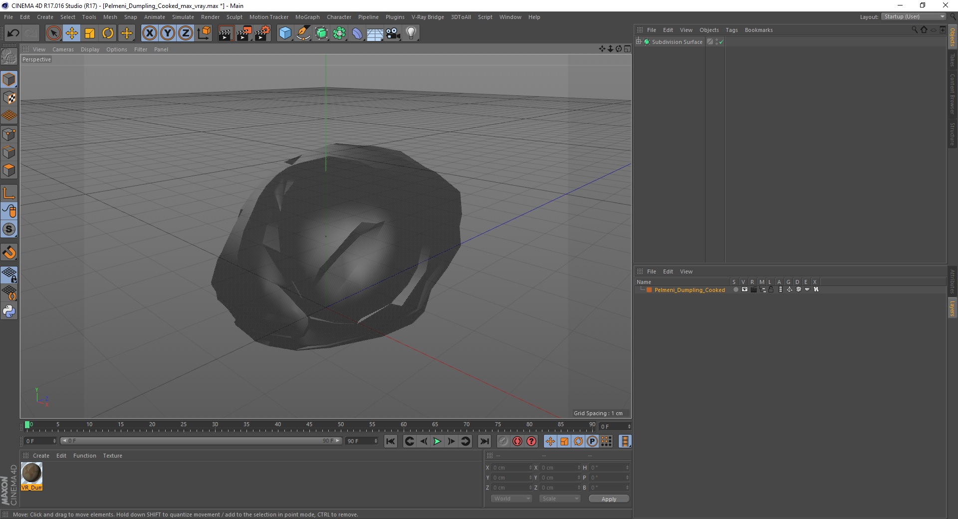 3D Pelmeni Dumpling Cooked model