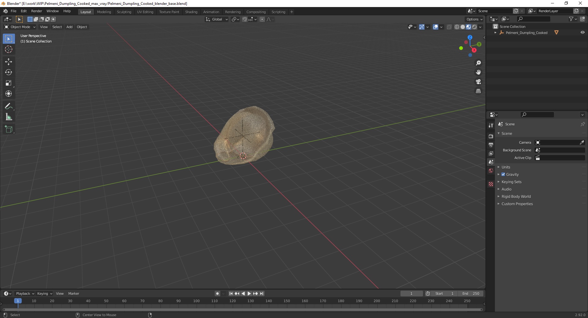 3D Pelmeni Dumpling Cooked model