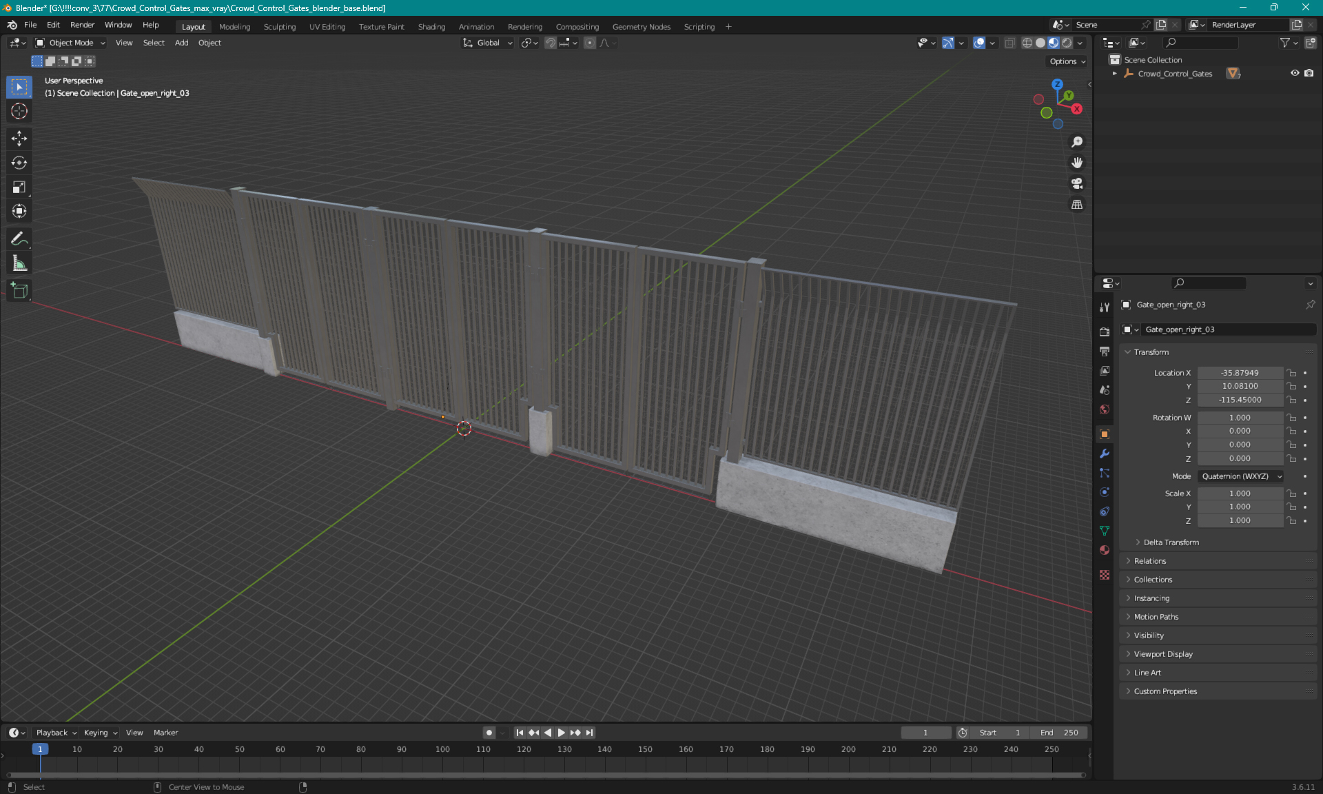 Crowd Control Gates 3D model